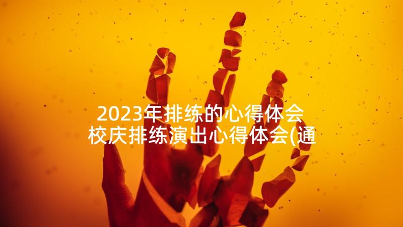 2023年排练的心得体会 校庆排练演出心得体会(通用5篇)