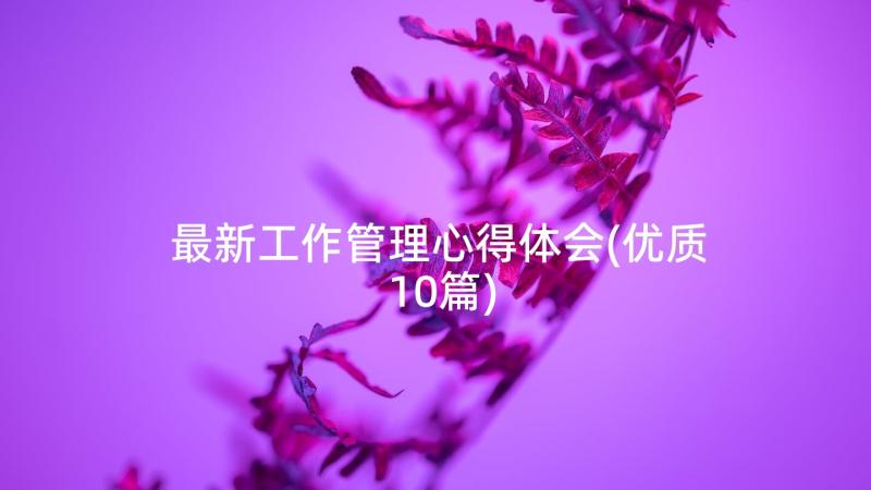 最新工作管理心得体会(优质10篇)