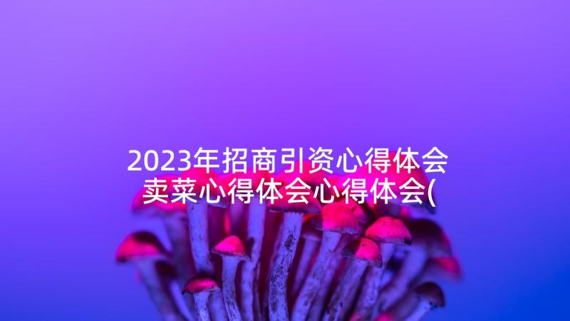 2023年招商引资心得体会 卖菜心得体会心得体会(大全6篇)