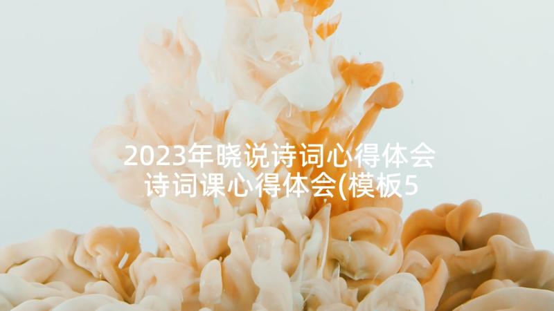 2023年晓说诗词心得体会 诗词课心得体会(模板5篇)