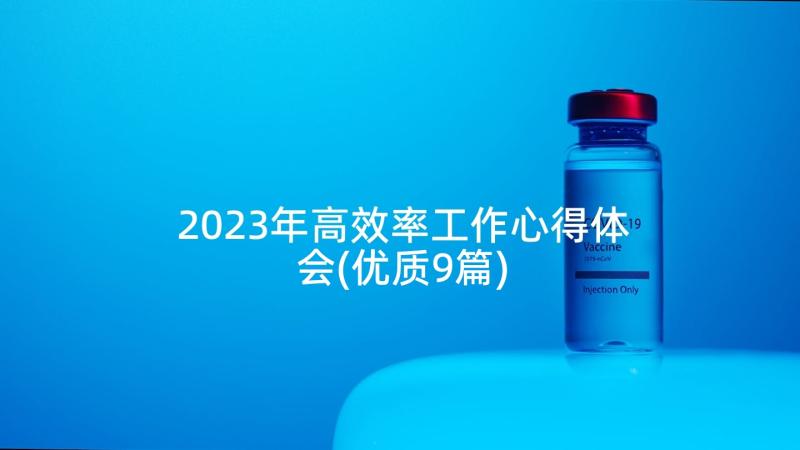 2023年高效率工作心得体会(优质9篇)