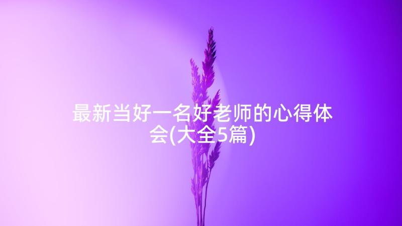 最新当好一名好老师的心得体会(大全5篇)