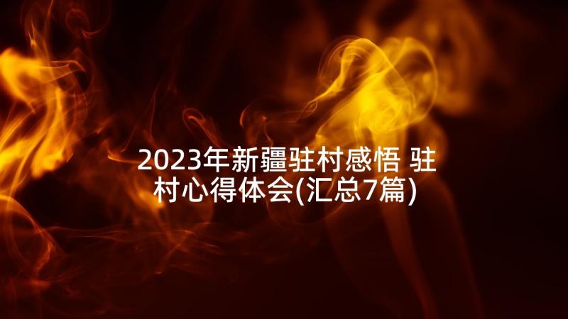 2023年新疆驻村感悟 驻村心得体会(汇总7篇)