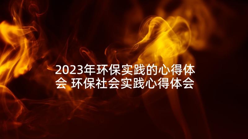 2023年环保实践的心得体会 环保社会实践心得体会(模板8篇)