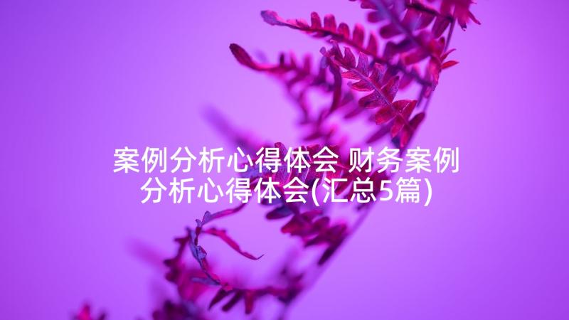 案例分析心得体会 财务案例分析心得体会(汇总5篇)