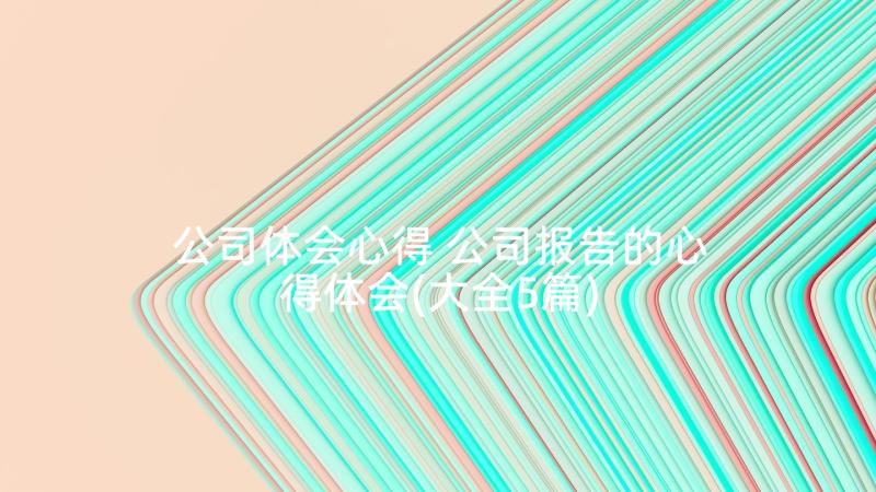 公司体会心得 公司报告的心得体会(大全5篇)