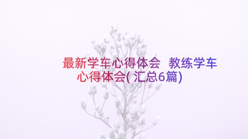 最新学车心得体会 教练学车心得体会(汇总6篇)