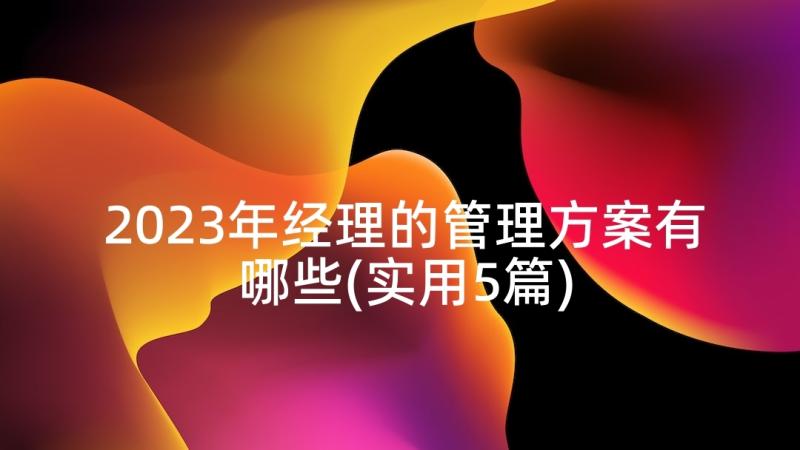 2023年经理的管理方案有哪些(实用5篇)