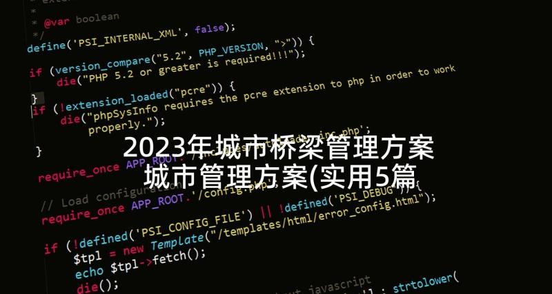 2023年城市桥梁管理方案 城市管理方案(实用5篇)