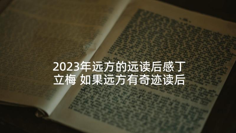 2023年远方的远读后感丁立梅 如果远方有奇迹读后感(通用10篇)