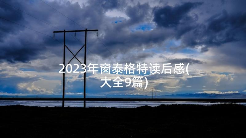 2023年窗泰格特读后感(大全9篇)