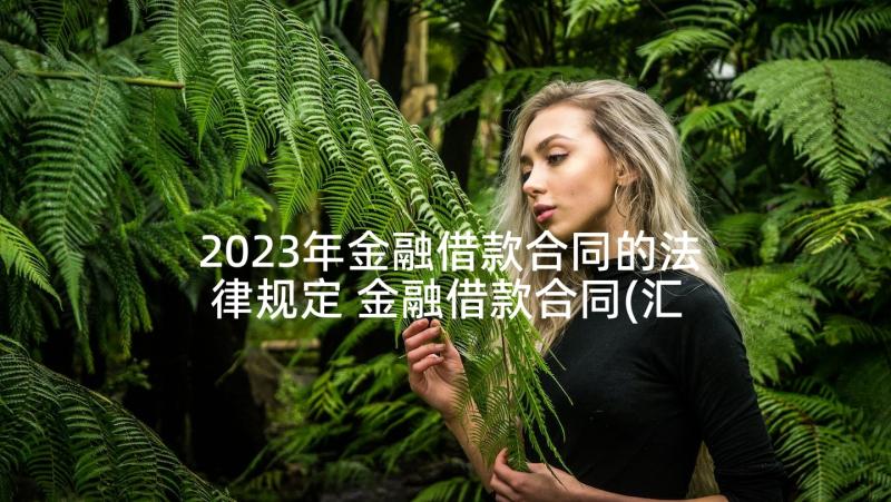 2023年金融借款合同的法律规定 金融借款合同(汇总5篇)