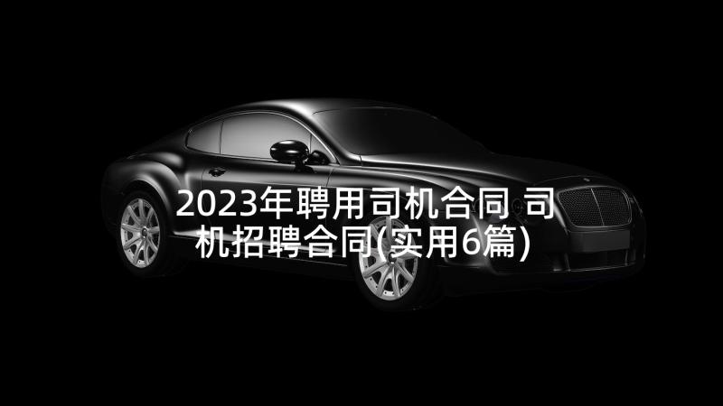 2023年聘用司机合同 司机招聘合同(实用6篇)