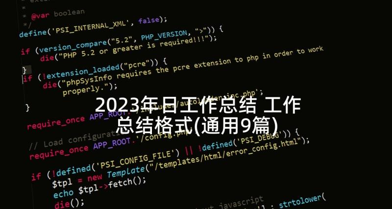 2023年日工作总结 工作总结格式(通用9篇)