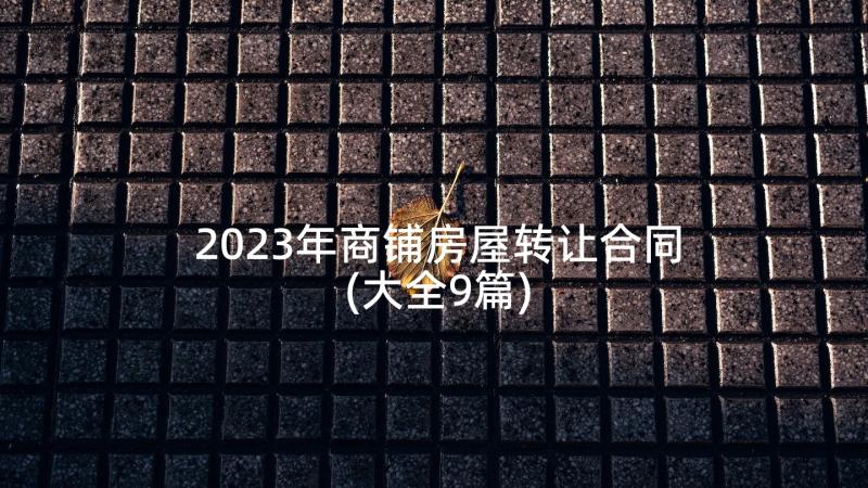 2023年商铺房屋转让合同(大全9篇)