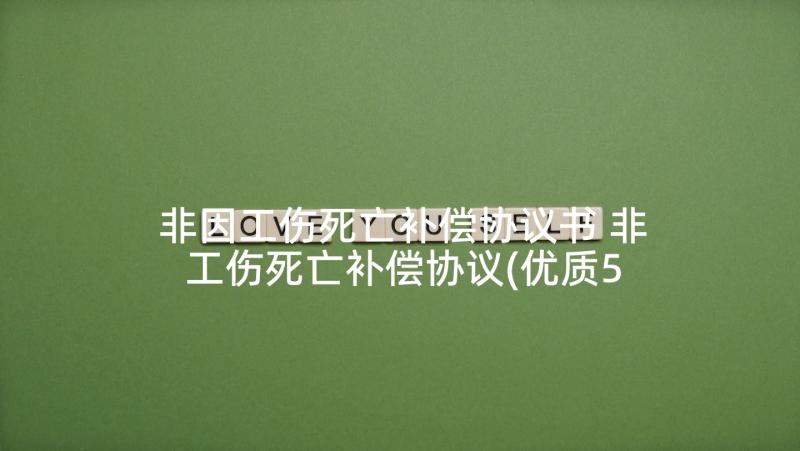 非因工伤死亡补偿协议书 非工伤死亡补偿协议(优质5篇)