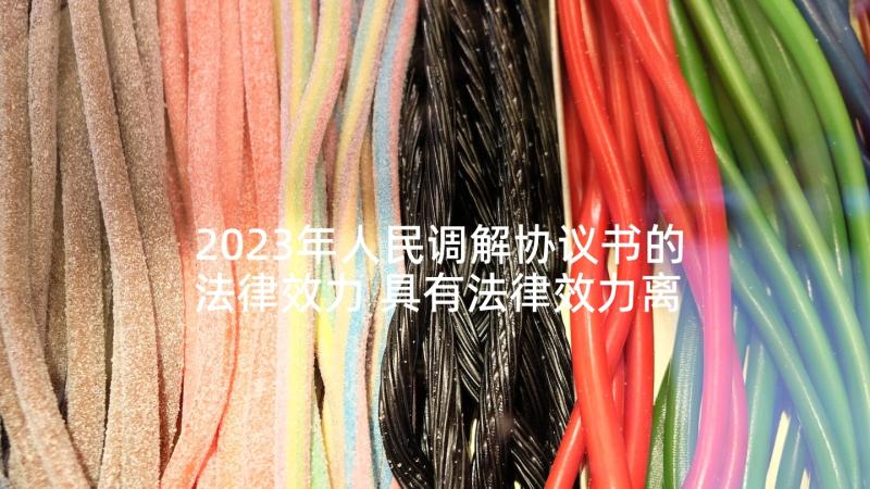 2023年人民调解协议书的法律效力 具有法律效力离婚协议书(大全10篇)