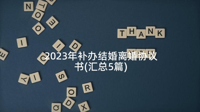 2023年补办结婚离婚协议书(汇总5篇)