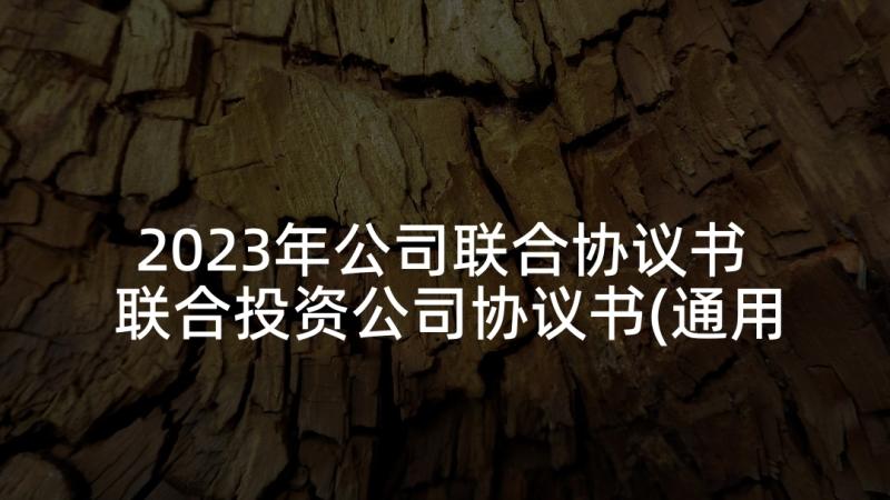 2023年公司联合协议书 联合投资公司协议书(通用5篇)