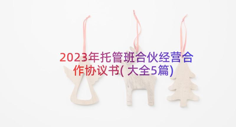 2023年托管班合伙经营合作协议书(大全5篇)