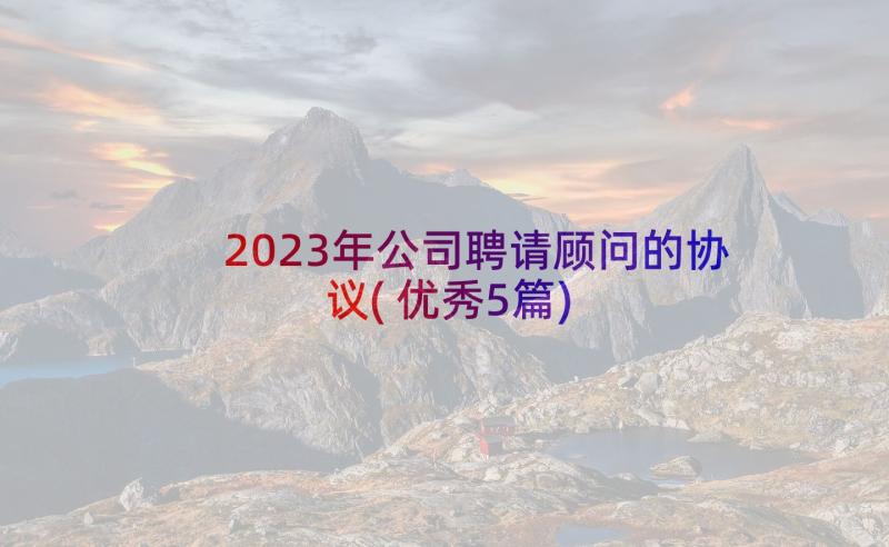 2023年公司聘请顾问的协议(优秀5篇)