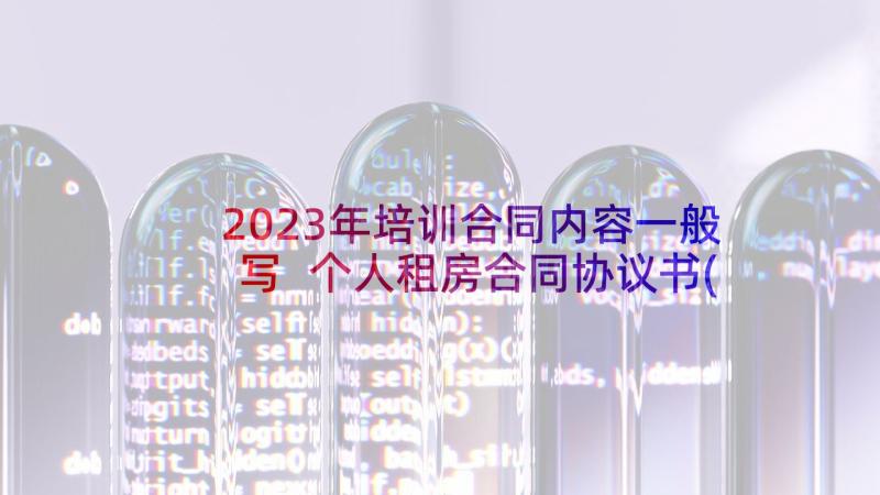 2023年培训合同内容一般写 个人租房合同协议书(汇总7篇)