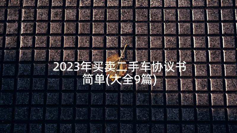 2023年买卖二手车协议书简单(大全9篇)