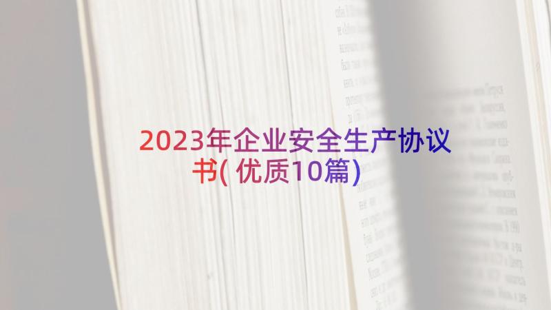 2023年企业安全生产协议书(优质10篇)