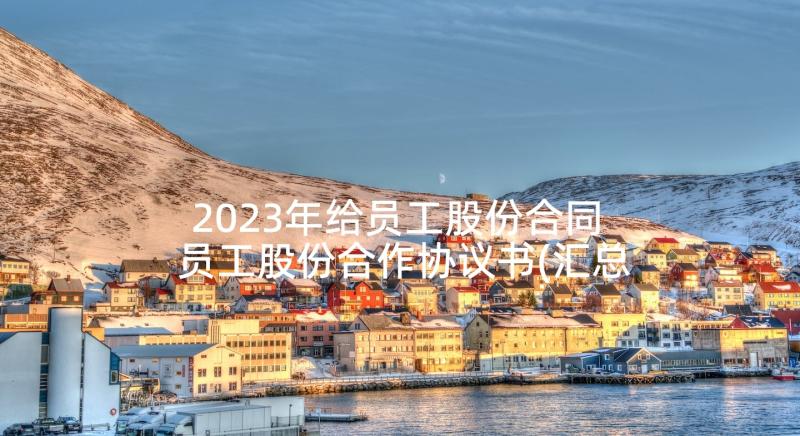 2023年给员工股份合同 员工股份合作协议书(汇总5篇)