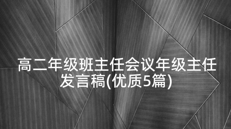 高二年级班主任会议年级主任发言稿(优质5篇)