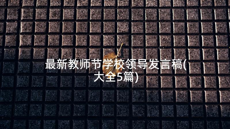 最新教师节学校领导发言稿(大全5篇)