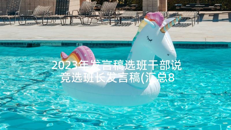 2023年发言稿选班干部说 竞选班长发言稿(汇总8篇)