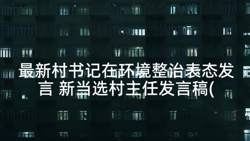 最新村书记在环境整治表态发言 新当选村主任发言稿(汇总5篇)