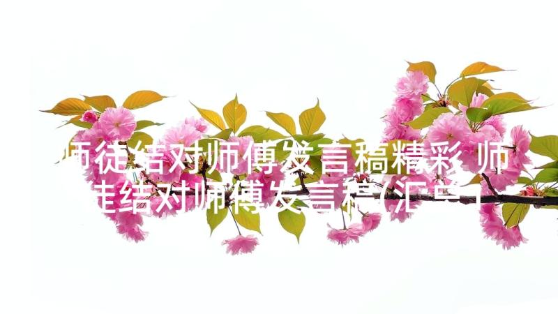 师徒结对师傅发言稿精彩 师徒结对师傅发言稿(汇总10篇)