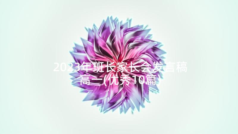 2023年班长家长会发言稿高一(优秀10篇)