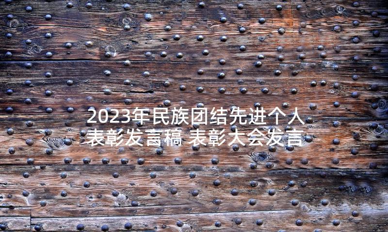 2023年民族团结先进个人表彰发言稿 表彰大会发言稿(优秀5篇)