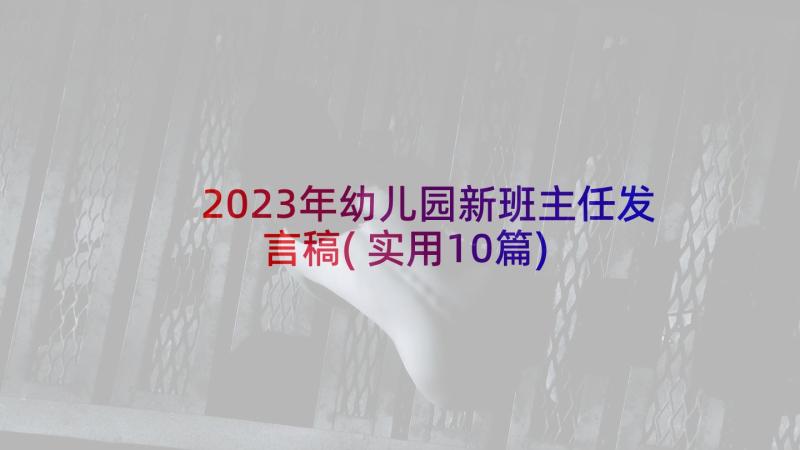 2023年幼儿园新班主任发言稿(实用10篇)