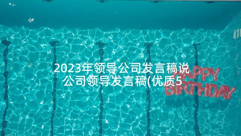 2023年领导公司发言稿说 公司领导发言稿(优质5篇)