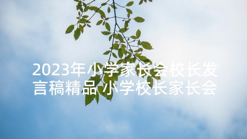 2023年小学家长会校长发言稿精品 小学校长家长会发言稿(汇总8篇)