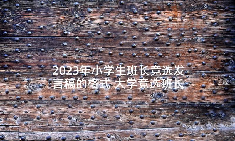 2023年小学生班长竞选发言稿的格式 大学竞选班长发言稿格式(优质8篇)