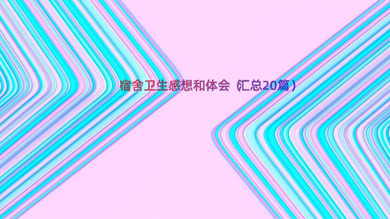 宿舍卫生感想和体会（汇总20篇）