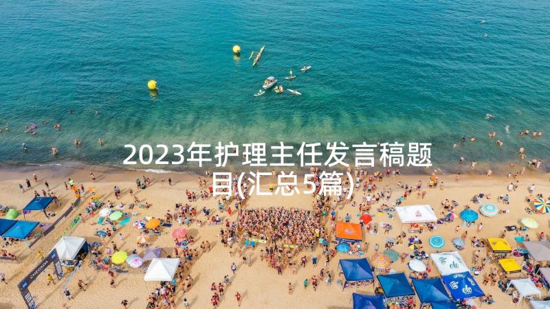 2023年护理主任发言稿题目(汇总5篇)