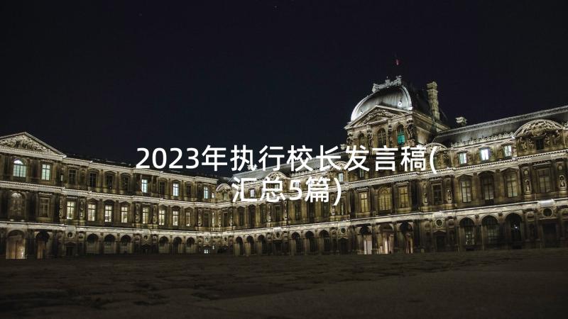 2023年执行校长发言稿(汇总5篇)