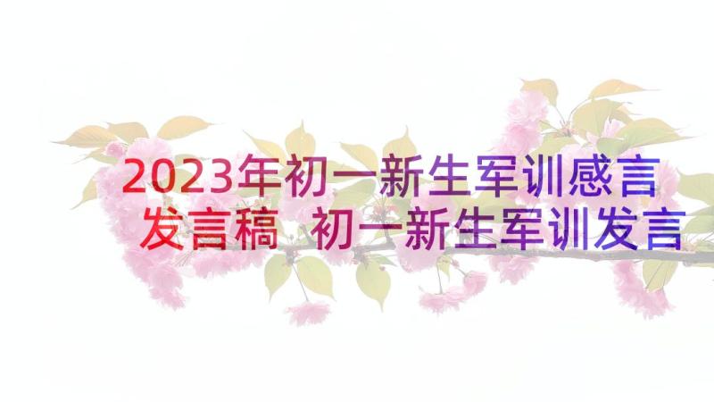 2023年初一新生军训感言发言稿 初一新生军训发言稿(模板10篇)