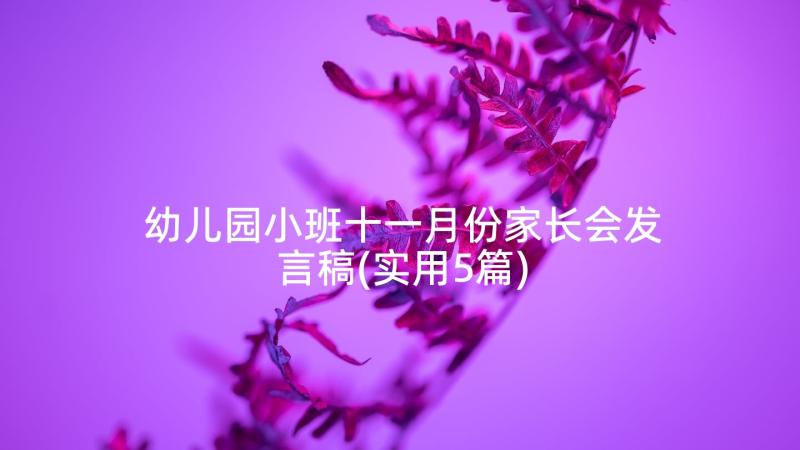 幼儿园小班十一月份家长会发言稿(实用5篇)