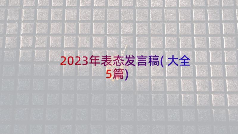 2023年表态发言稿(大全5篇)