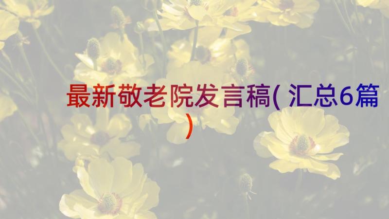 最新敬老院发言稿(汇总6篇)