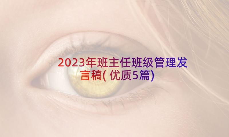 2023年班主任班级管理发言稿(优质5篇)