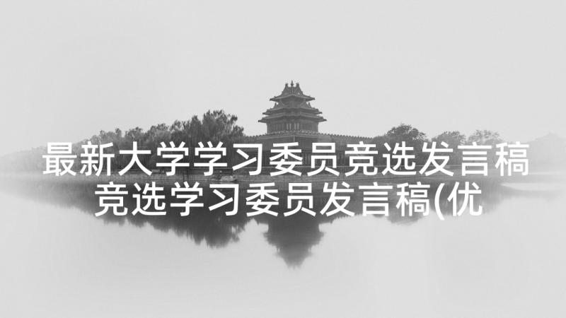 最新大学学习委员竞选发言稿 竞选学习委员发言稿(优质9篇)