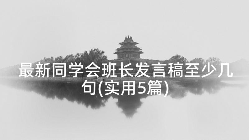 最新同学会班长发言稿至少几句(实用5篇)